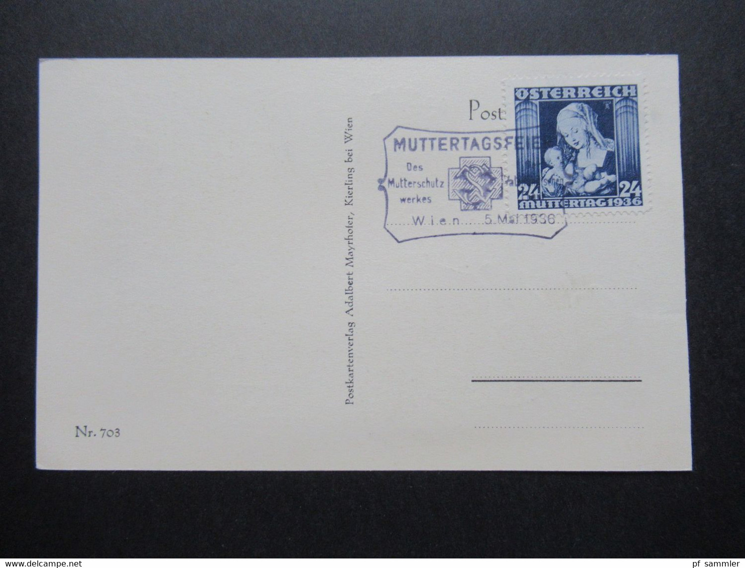 Österreich 1936 Muttertag / SST Muttertagsfeier Sonder Postkarte Verlag Adalbert Mayrhofer Kierling Bei Wien - Briefe U. Dokumente