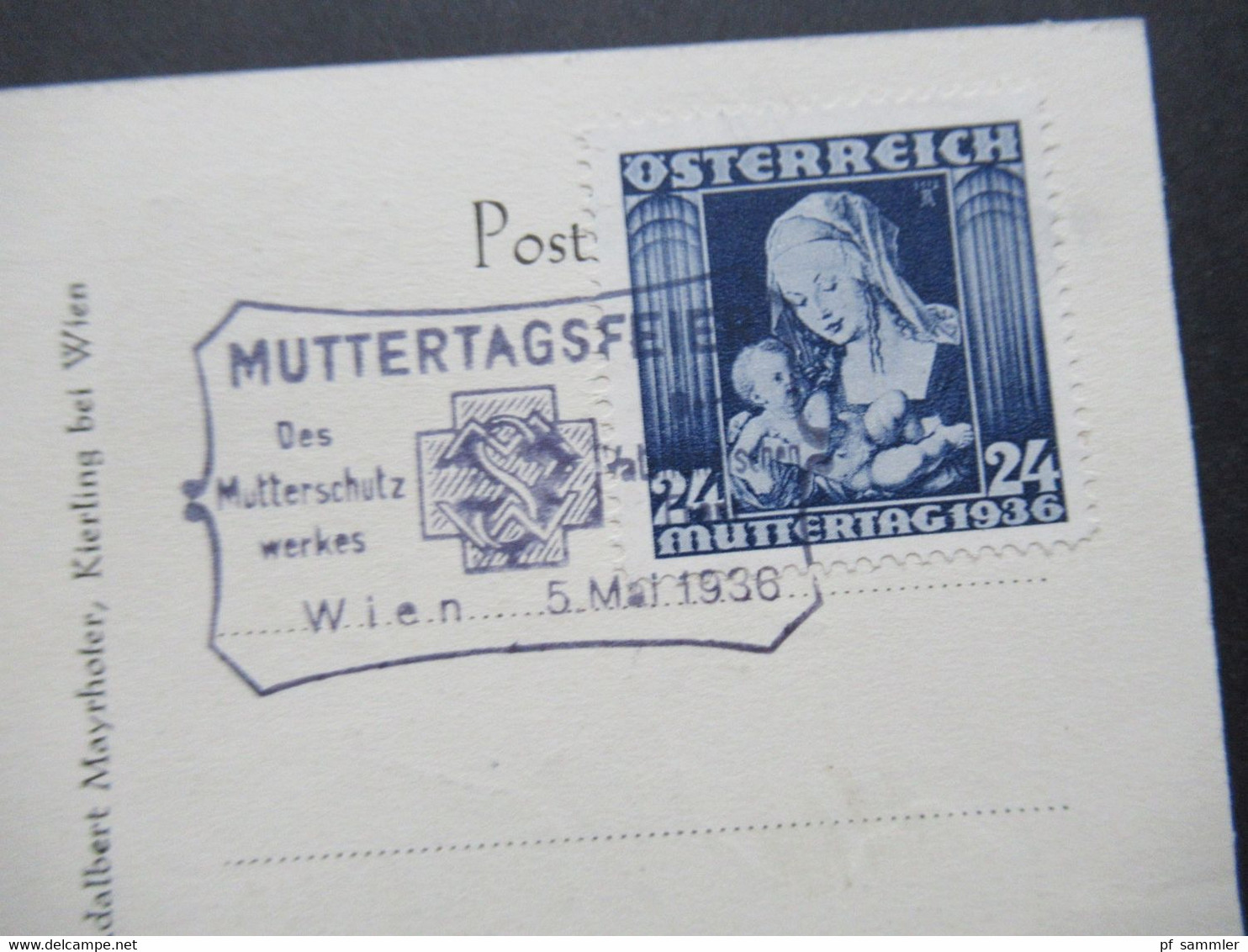 Österreich 1936 Muttertag / SST Muttertagsfeier Sonder Postkarte Verlag Adalbert Mayrhofer Kierling Bei Wien - Briefe U. Dokumente