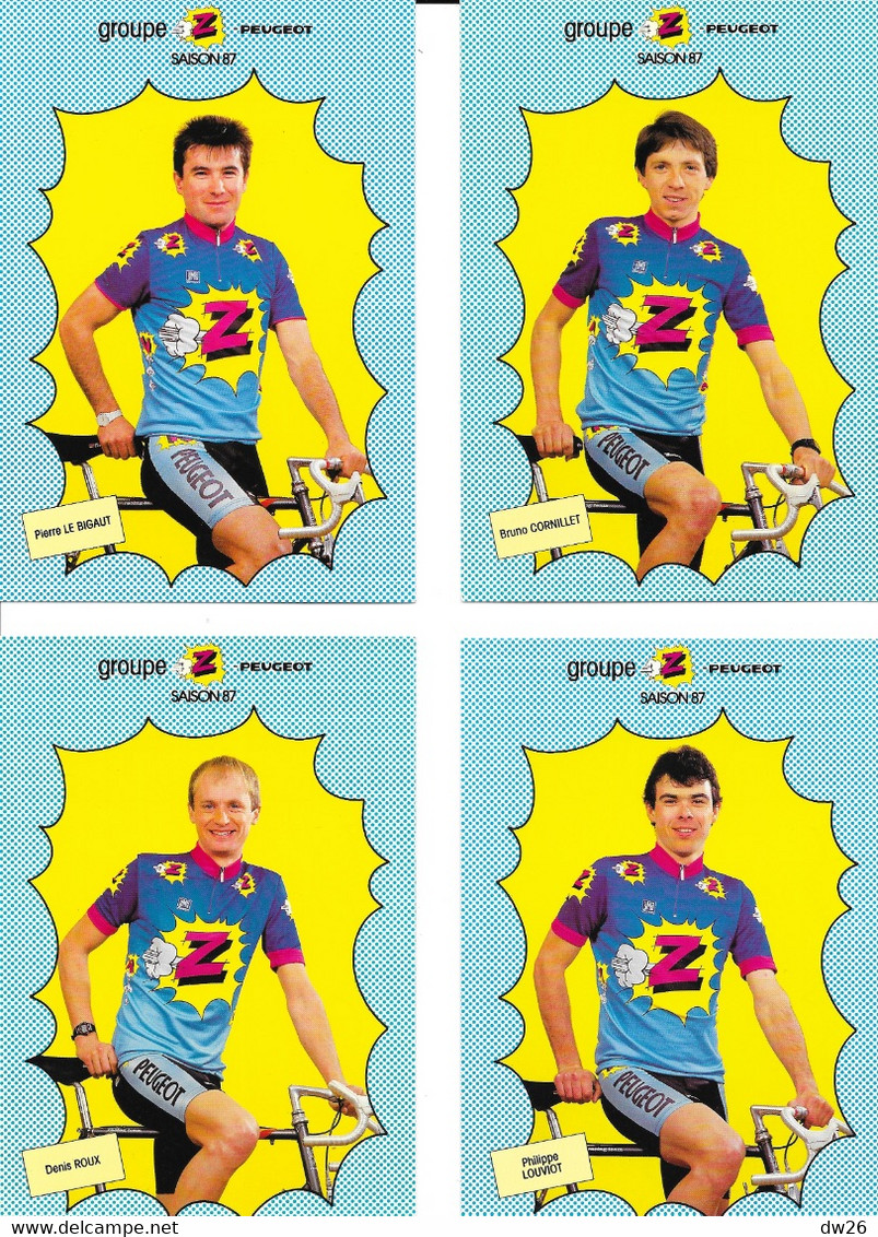 Fiches Cyclisme - Equipe Cycliste Professionnelle Z Peugeot 1987 (Groupe Zannier, St Chamond) 19 Coureurs - Wielrennen