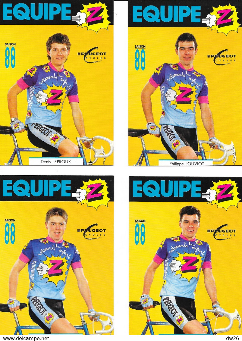 Fiches Cyclisme - Equipe Cycliste Professionnelle Z Peugeot 1988 (Groupe Zannier, St Chamond) 19 Coureurs - Ciclismo