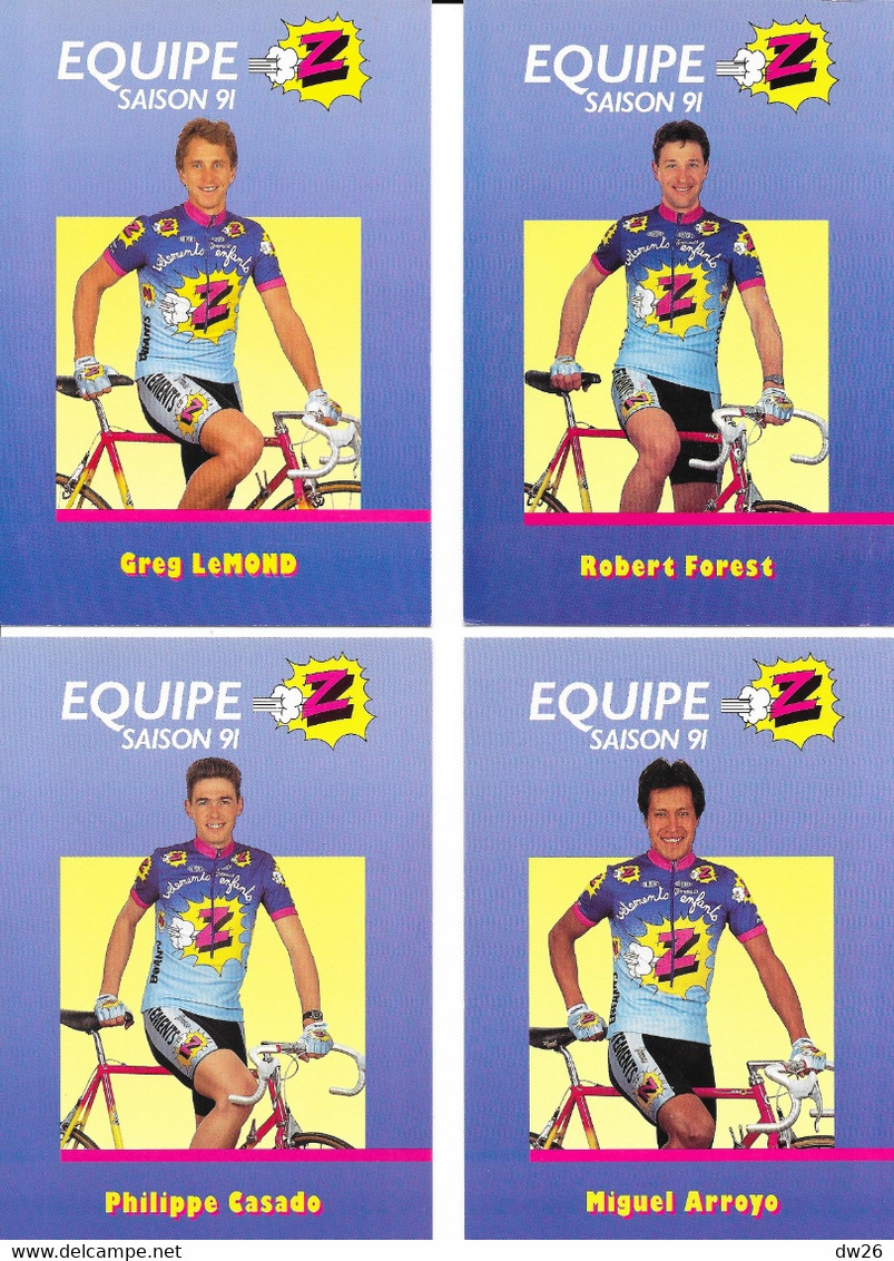 Fiches Cyclisme - Equipe Cycliste Professionnelle Z 1991, Cycles Lemond (Groupe Zannier, St Chamond) 17 Coureurs - Ciclismo