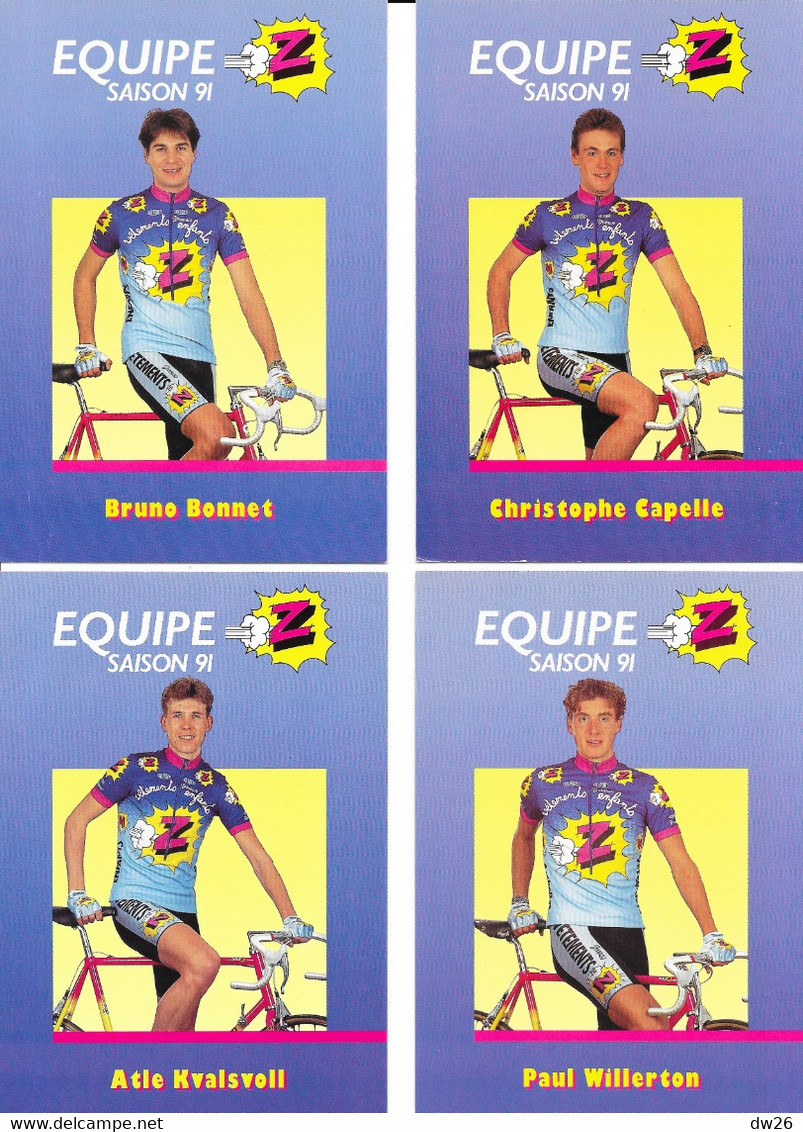 Fiches Cyclisme - Equipe Cycliste Professionnelle Z 1991, Cycles Lemond (Groupe Zannier, St Chamond) 17 Coureurs - Wielrennen