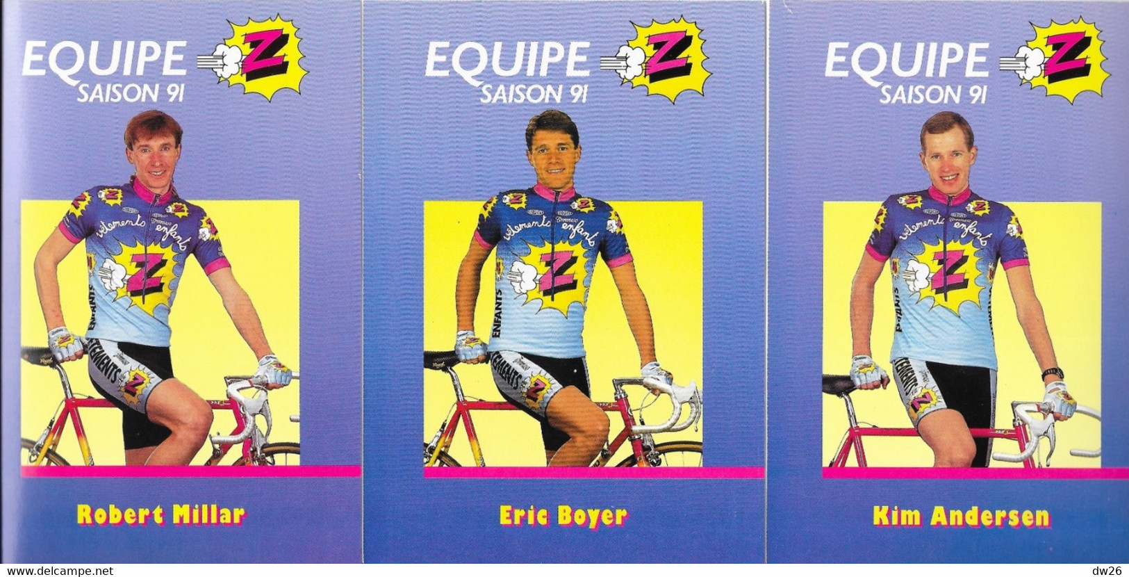 Fiches Cyclisme - Equipe Cycliste Professionnelle Z 1991, Cycles Lemond (Groupe Zannier, St Chamond) 17 Coureurs - Wielrennen