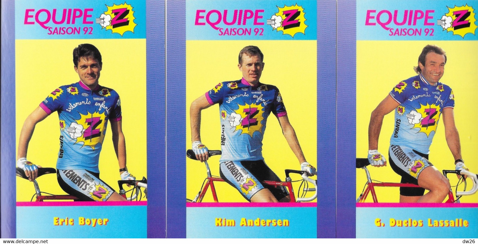 Fiches Cyclisme - Equipe Cycliste Professionnelle Z Opel 1992, Cycles Lemond (Groupe Zannier, St Chamond) 17 Coureurs - Wielrennen