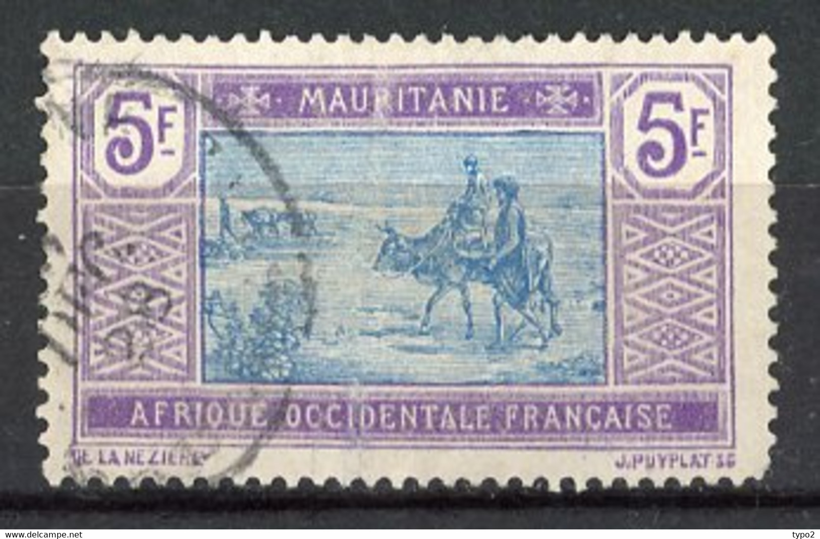 MAUR- Yv.  N°33  *  5f  Série Commune   Cote  4   Euro BE   2 Scans - Used Stamps