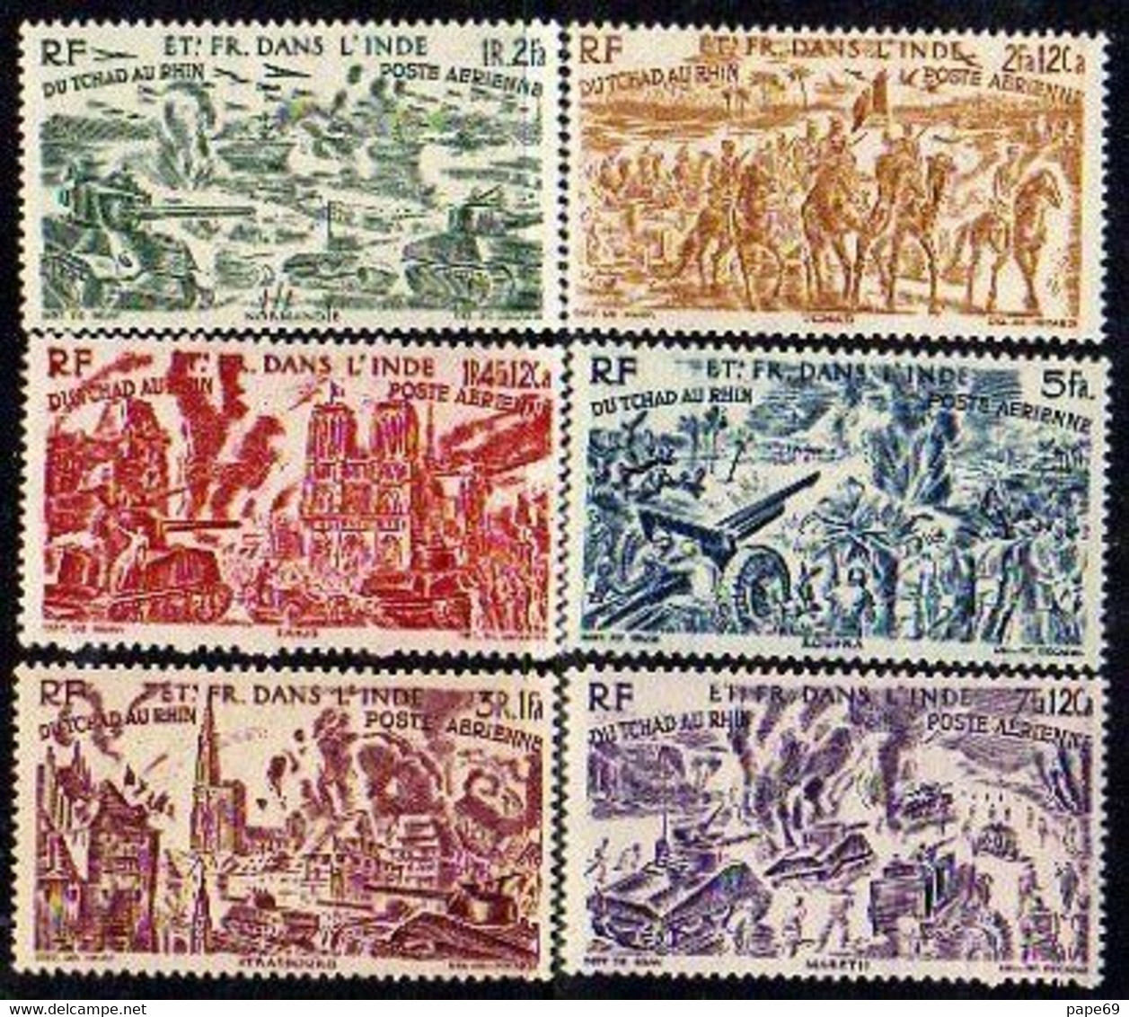 Inde PA  N° 11 / 16 XX Tchad Au Rhin  La Série Des 6 Valeurs  Sans Charnière, TB - Unused Stamps