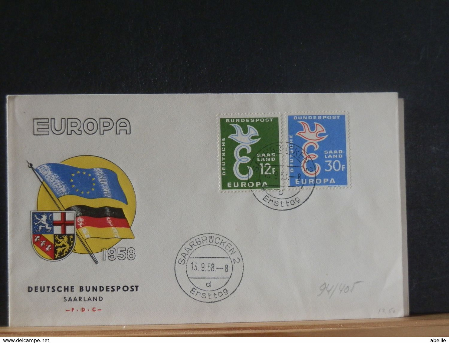 94/405  FDC  SAARLAND  1958 - FDC