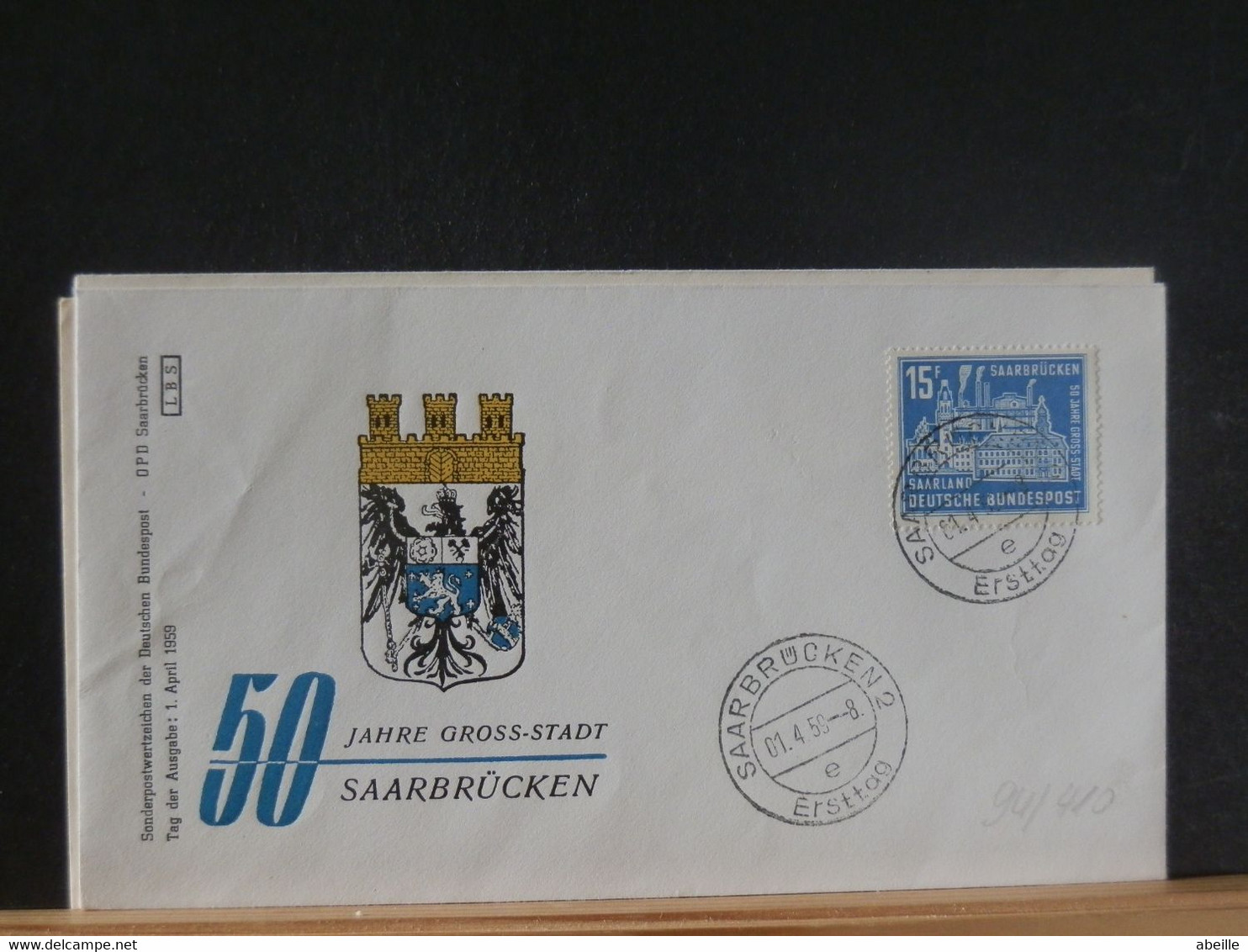 94/410 FDC  SAARLAND  1959 - FDC
