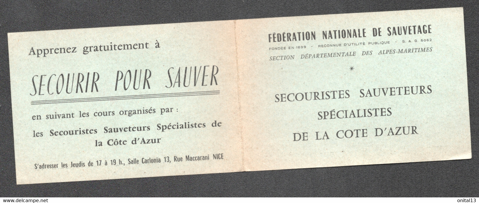 CALENDRIER FEDERATION NATIONALE DE SAUVETAGE  / ALPES MARITIME / SECOURISTES SAUVETEURS COTE D'AZUR  D71 - Petit Format : 1961-70