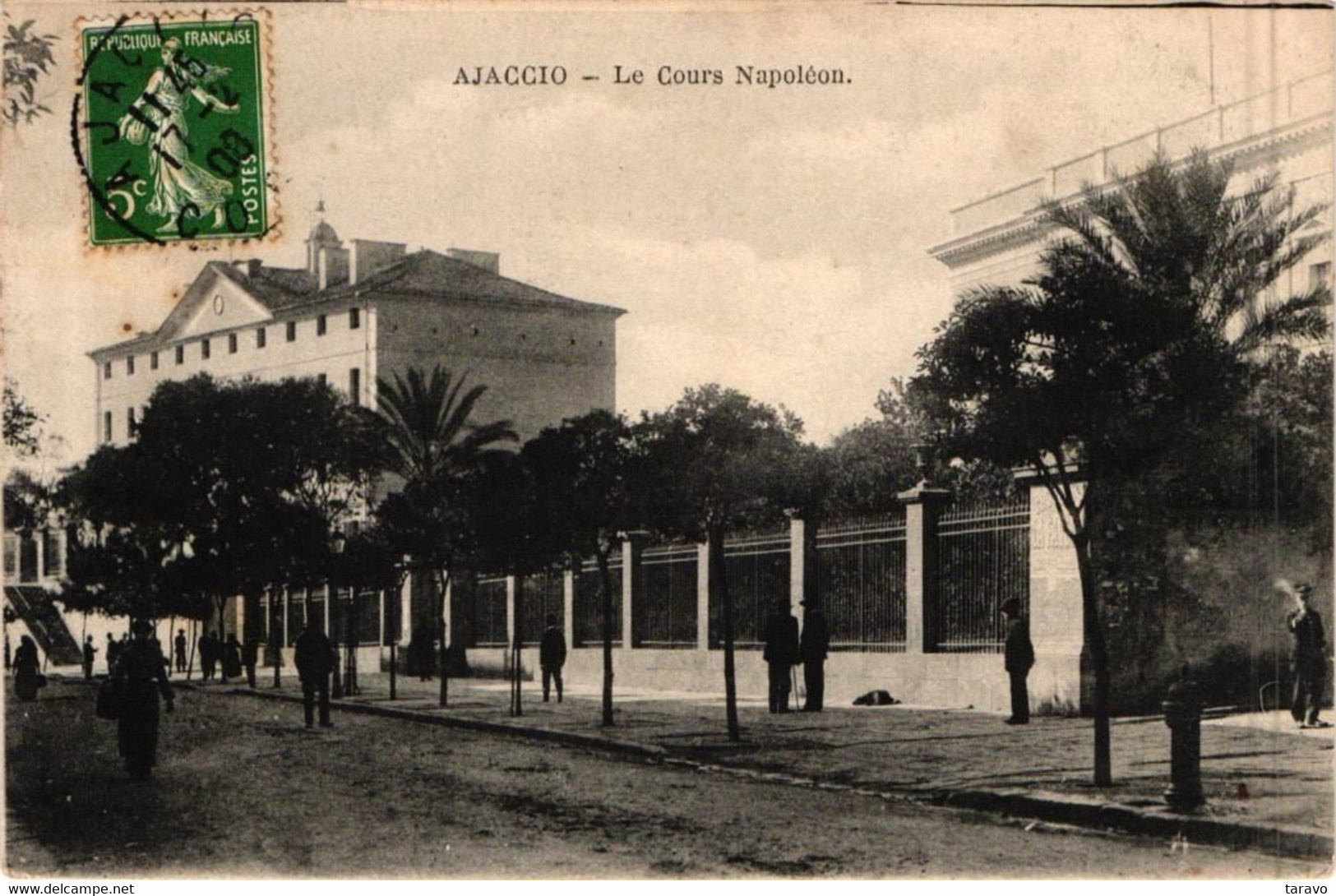 CORSE  - AJACCIO - Le Cours Napoléon - La Caserne - Animation 1908 - Ajaccio