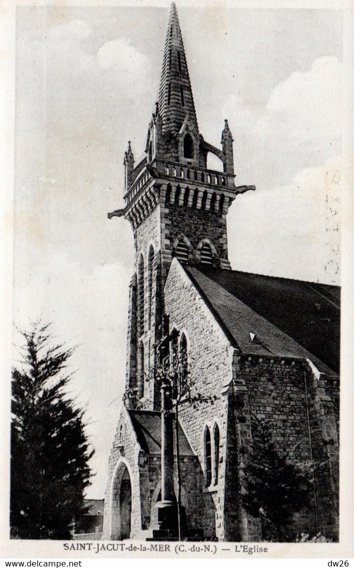 St Saint-Jacut-de-la-Mer (Côtes-du-Nord) L'Eglise, Clocher Et Croix De Pierre - Edition Lecornu, Carte CPSM Non Circulée - Saint-Jacut-de-la-Mer