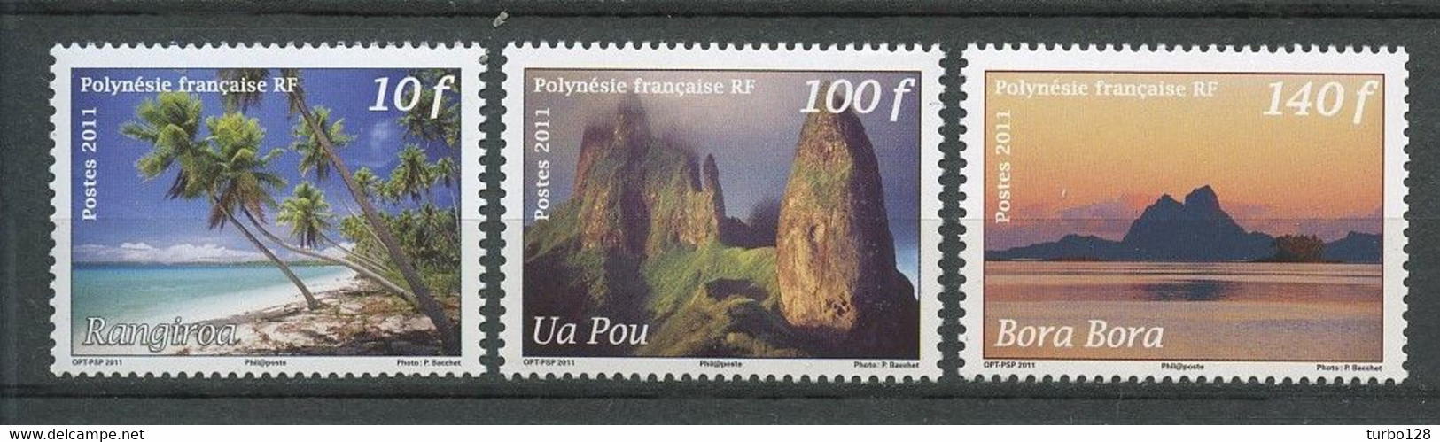 POLYNESIE 2011 N° 957/959 ** Neufs MNH  Superbes Paysages Des îles Cocotiers Atoll Rangiroa Ua Pou Mont Otemanu Lands - Neufs