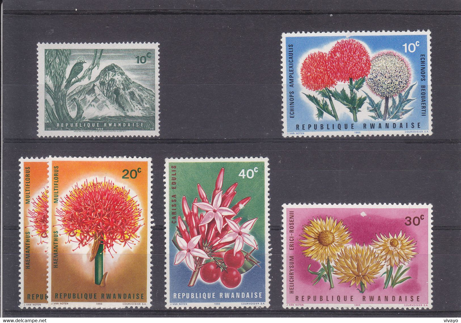 RWANDA - 1966 - */**  MLH/MNH - BIRD, FLOWERS - Nuovi