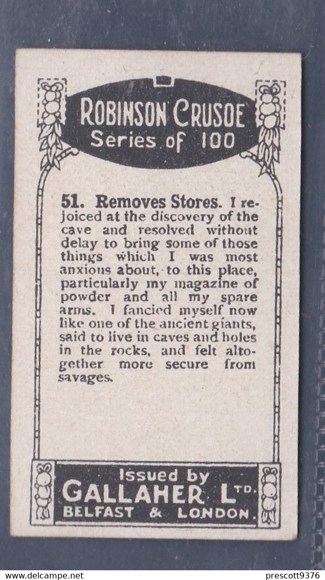 Robinson Crusoe 1928 -  Removes Stores - Gallaher Cigarette Card - Original - Gallaher