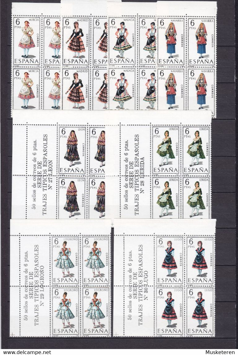 Spain Lot 1969 (No. 27-30, 31-34) Trachten National Dress In 4-Blocks Incl. Corner Margin MNH** - Blocs & Hojas