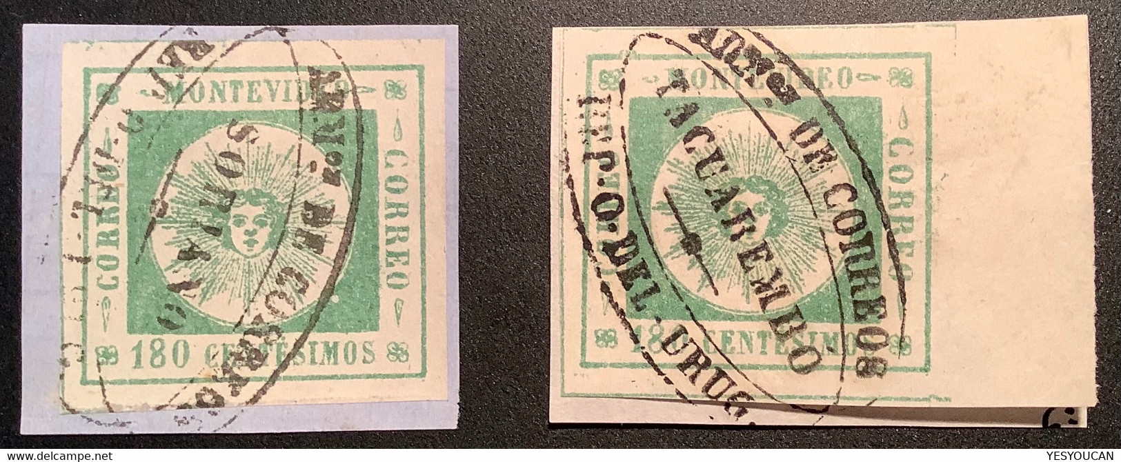 Uruguay 1859 SORIANO RRR ! + TACUAREMBÓ Postmark On 180c Sun Issue Yvert 11, XF  Cert Carlos Hernandez Rocha - Uruguay