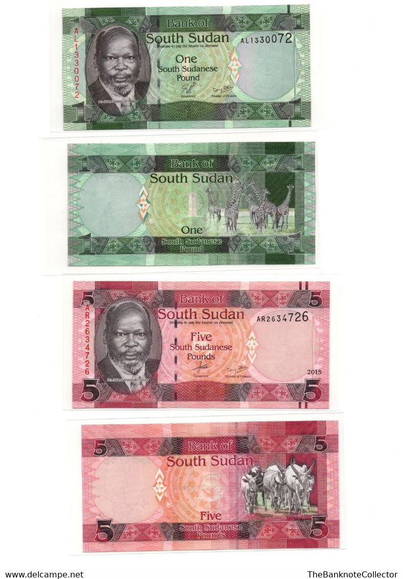 South Sudan 1 5 10  20 50 Nd 100 Pounds 2015 Issue 6 Pieces SET UNC - South Sudan