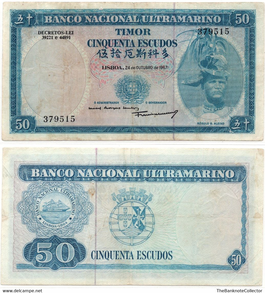 Timor 20 50 100 And 500 Escudos 1963-1967 Series 4 Pieces SET  500 Escudos -VF, Others  UNC  Foxing - Timor