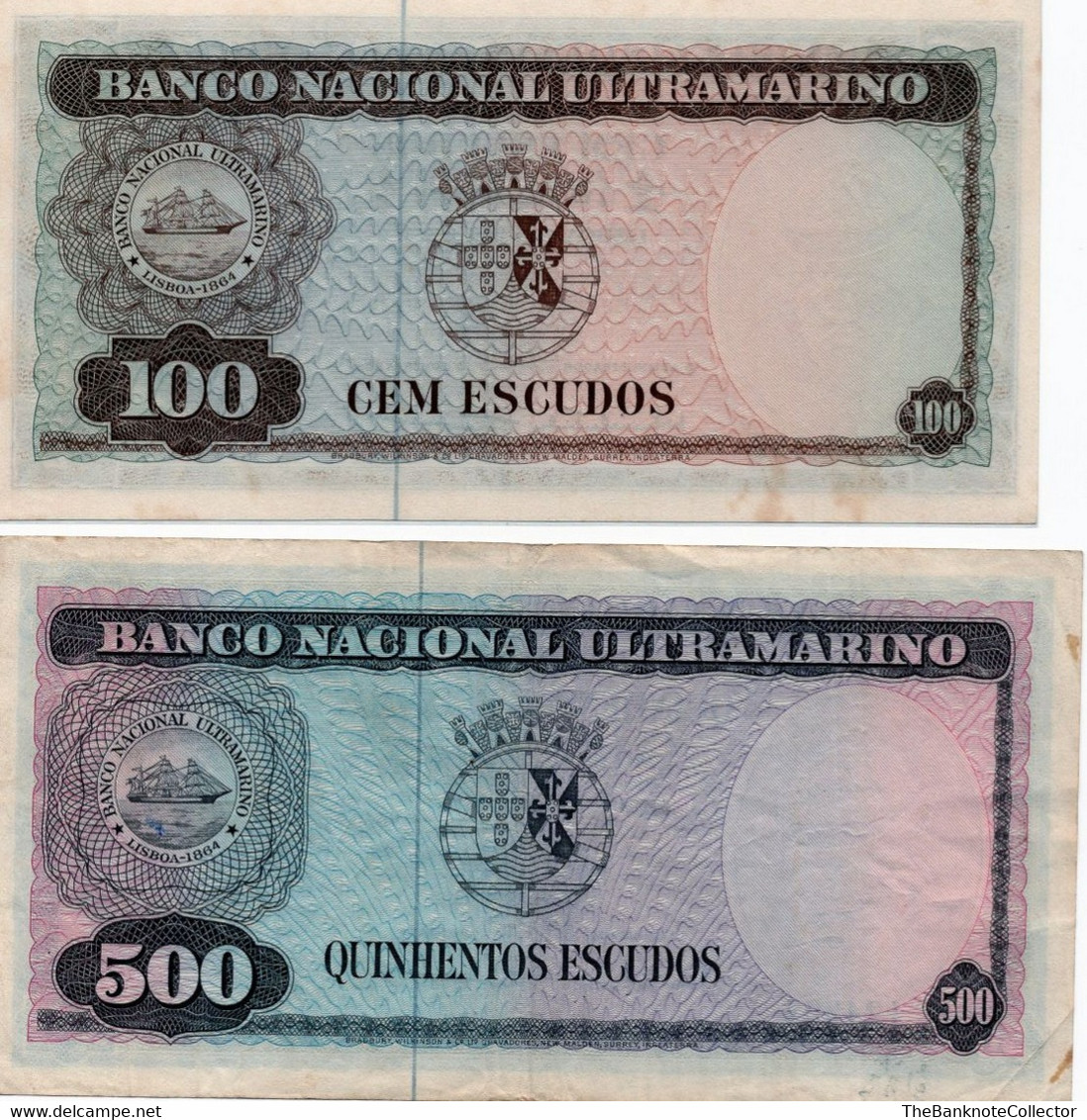 Timor 20 50 100 And 500 Escudos 1963-1967 Series 4 Pieces SET  500 Escudos -VF, Others  UNC  Foxing - Timor