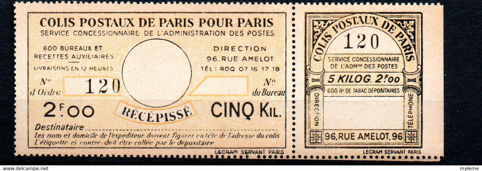 Z10-3 France Colis Postaux De Paris Pour Paris N° 140 ** à 10% De Côte ( Référence Spink/Maury 2022/2023) - Autres & Non Classés