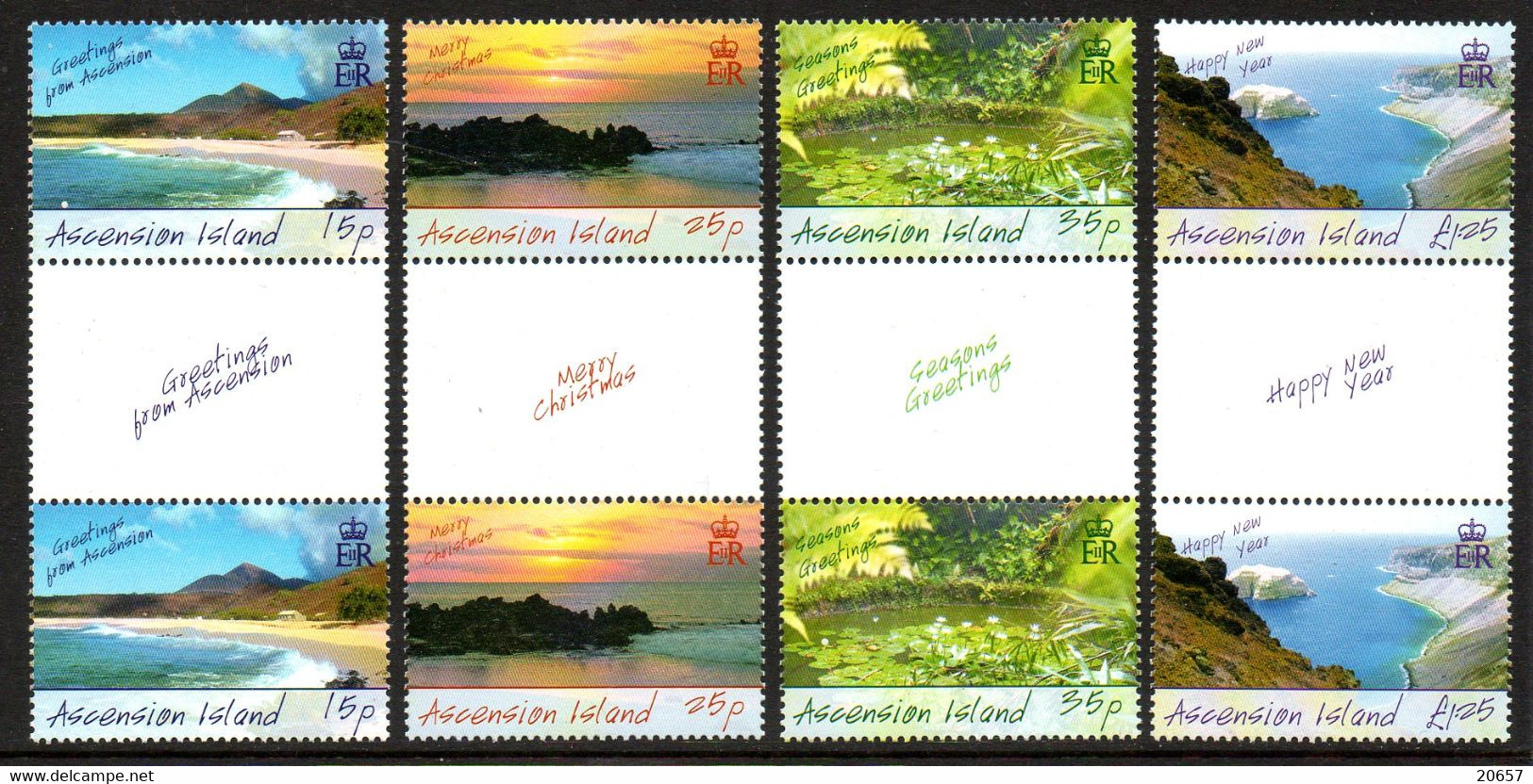 ASCENSION ISLAND 0898/901 Paysages Volcaniques, îles, En Paires Avec Vignettes - Isole