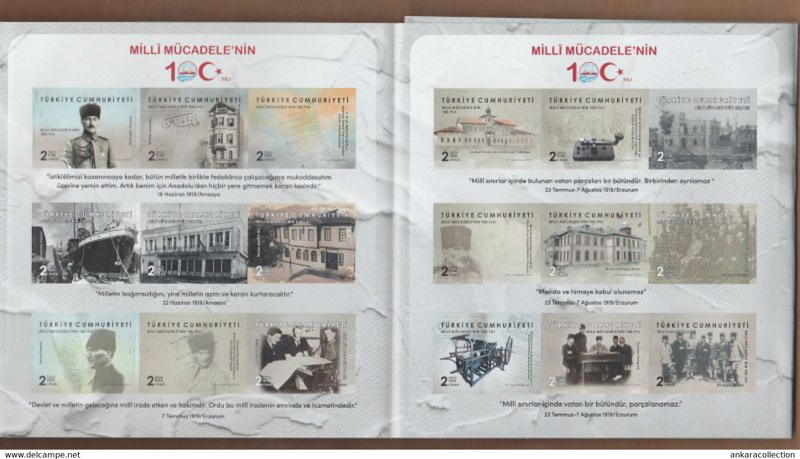 AC - TURKEY PORTFOLIO STAMP CENTENARY OF THE NATIONAL STRUGGLE MUSTAFA KEMAL ATATURK 1919 - 2019 24 STICKER STAMPS 2019 - Booklets