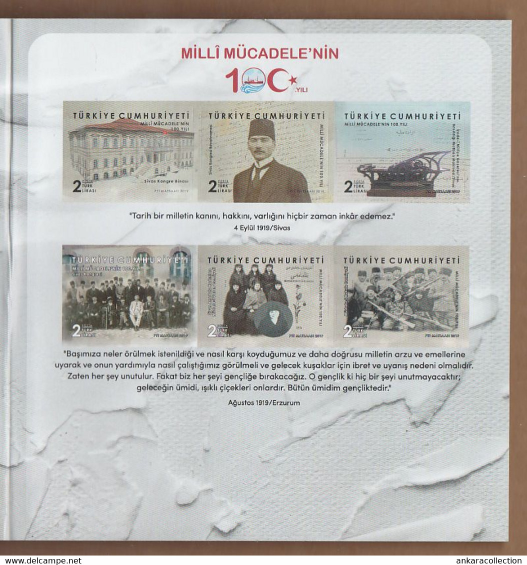 AC - TURKEY PORTFOLIO STAMP CENTENARY OF THE NATIONAL STRUGGLE MUSTAFA KEMAL ATATURK 1919 - 2019 24 STICKER STAMPS 2019 - Carnets