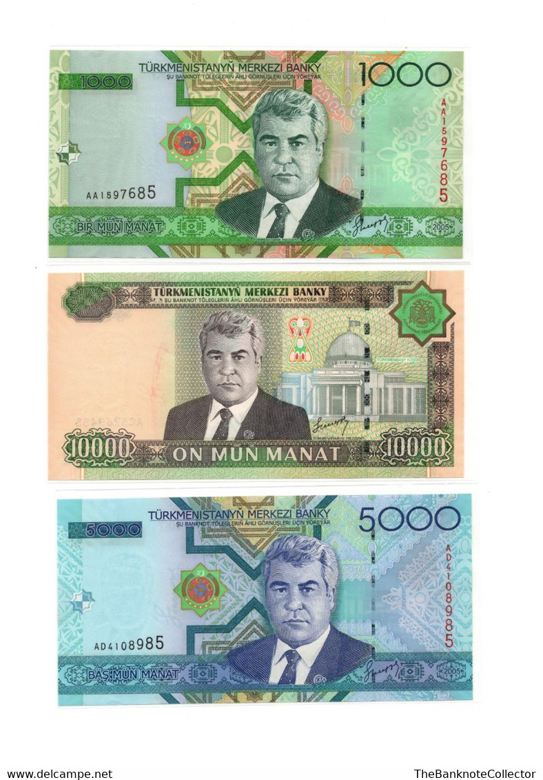 Turkmenistan 50 100 500 1000 5000 And 10000 Manat 2005 Issue 6 Pieces Set UNC - Turkménistan