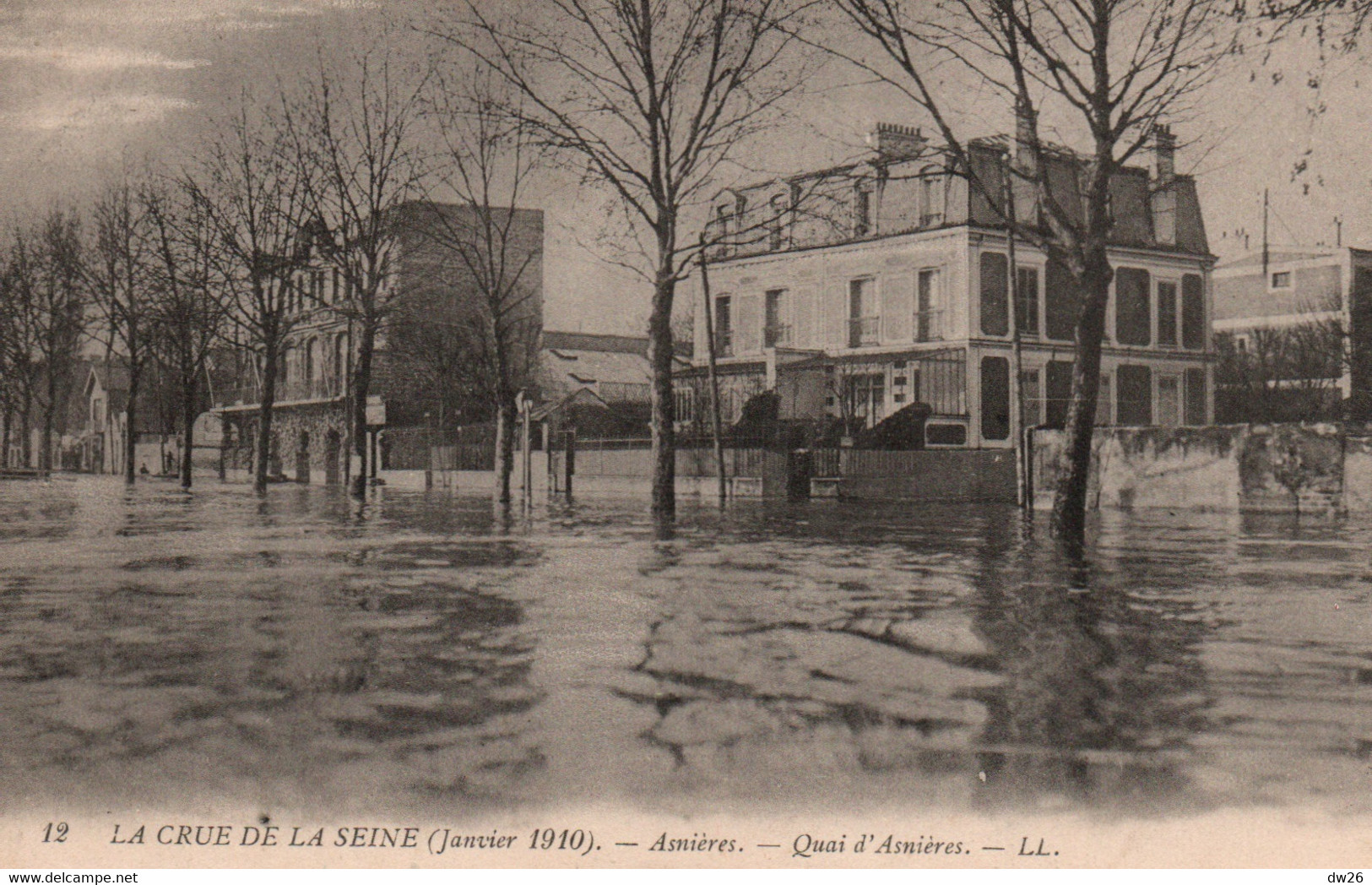 La Crue De La Seine En Janvier 1910 - Asnières, Quai D'Asnières - Carte LL N° 12 Non Circulée - Inondations