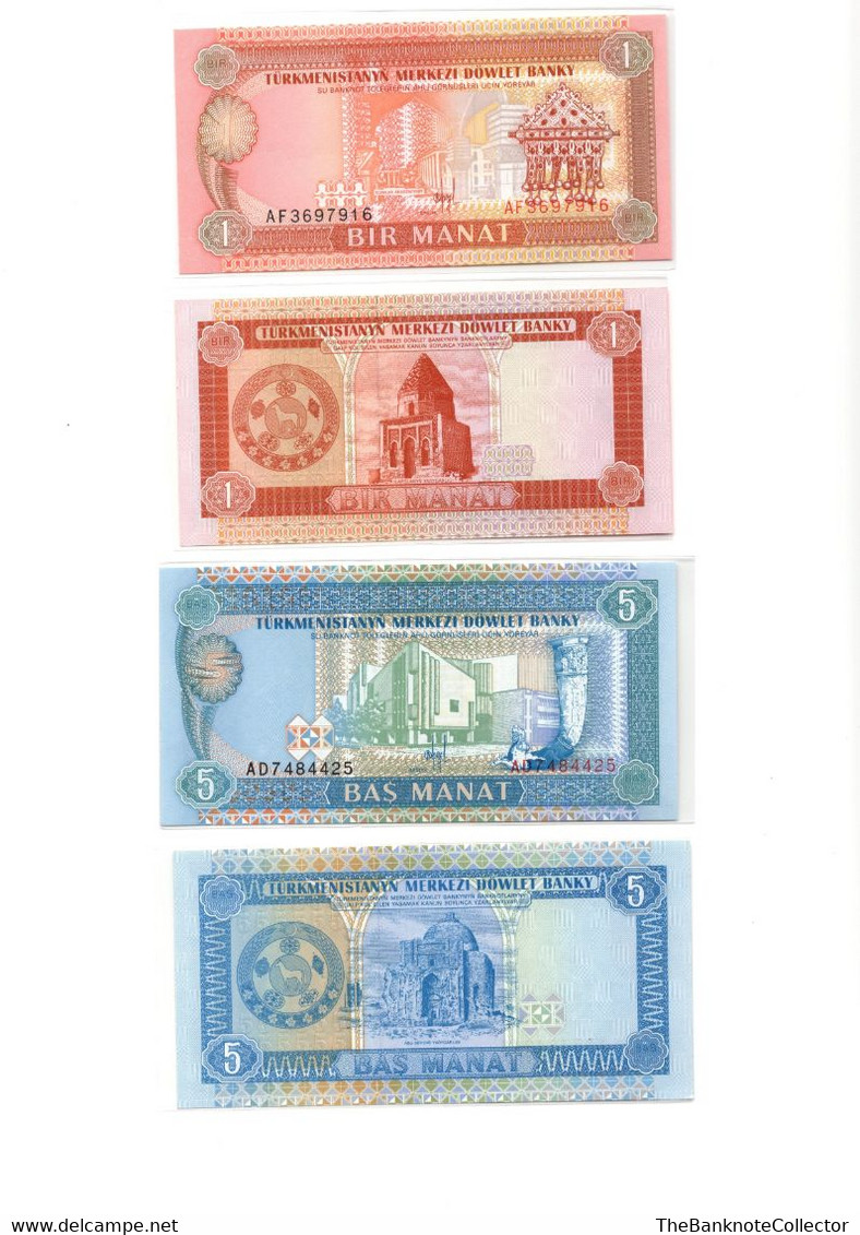 Turkmenistan 1 5 10 20 50 100 And 500 Manat 1995 Series 7 Pieces SET UNC - Turkmenistan