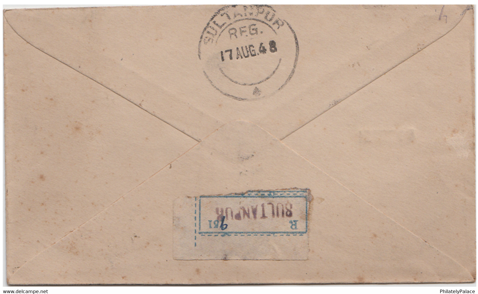 India 1948 - Mahatma Gandhi - 3v Registered FDC - Tied - SULTANPUR - With - Delivery - Postmark (**) Inde Indien - Neufs