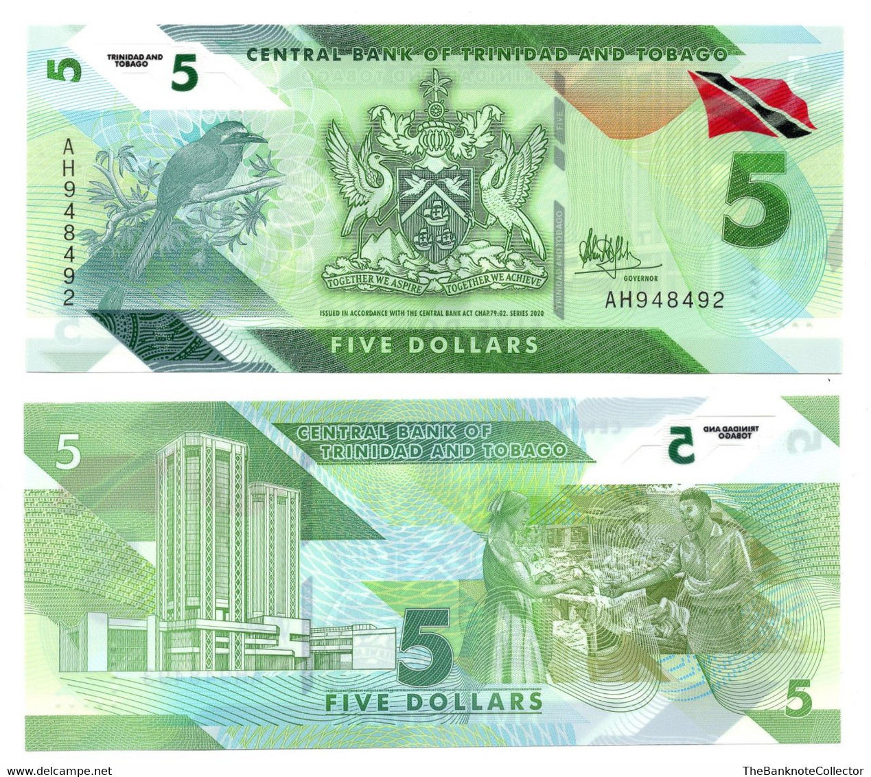Trinidad And Tobago 1 5 10 20 50 And 100 Dollars 2020-2021 Polymer Series 6 Pieces Set UNC - Trinidad & Tobago