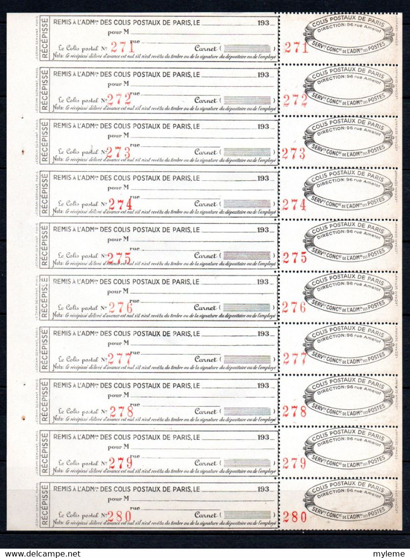 Z10-16 France Colis Postaux De Paris Pour Paris N° 171 ** à 10% De Côte ( Référence Spink/Maury 2022/2023) - Altri & Non Classificati