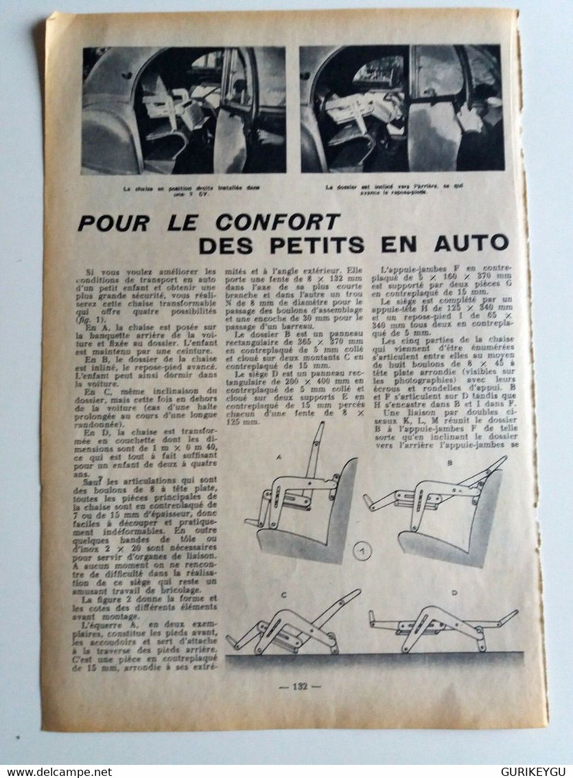 Article De Presse Chaise Dossier Avant Inclinable Appuie Tete 2CV CITROEN 1955 - Sylvain Et Sylvette