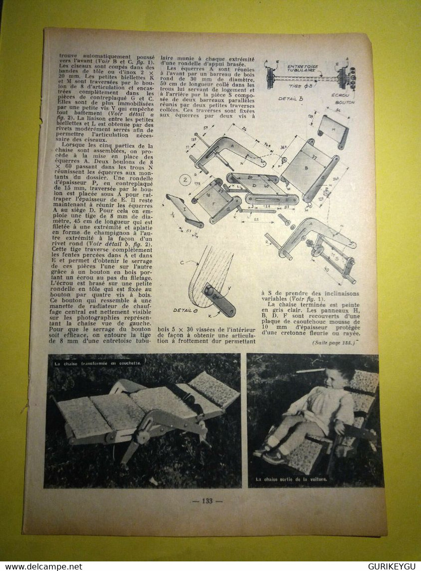 Article De Presse Chaise Dossier Avant Inclinable Appuie Tete 2CV CITROEN 1955 - Sylvain Et Sylvette