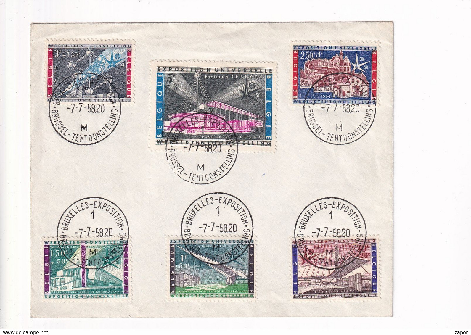 Brief Met Speciale Stempels - 1957 - Expo 58 - 1047-52 Volledige Reeks - Enveloppes-lettres