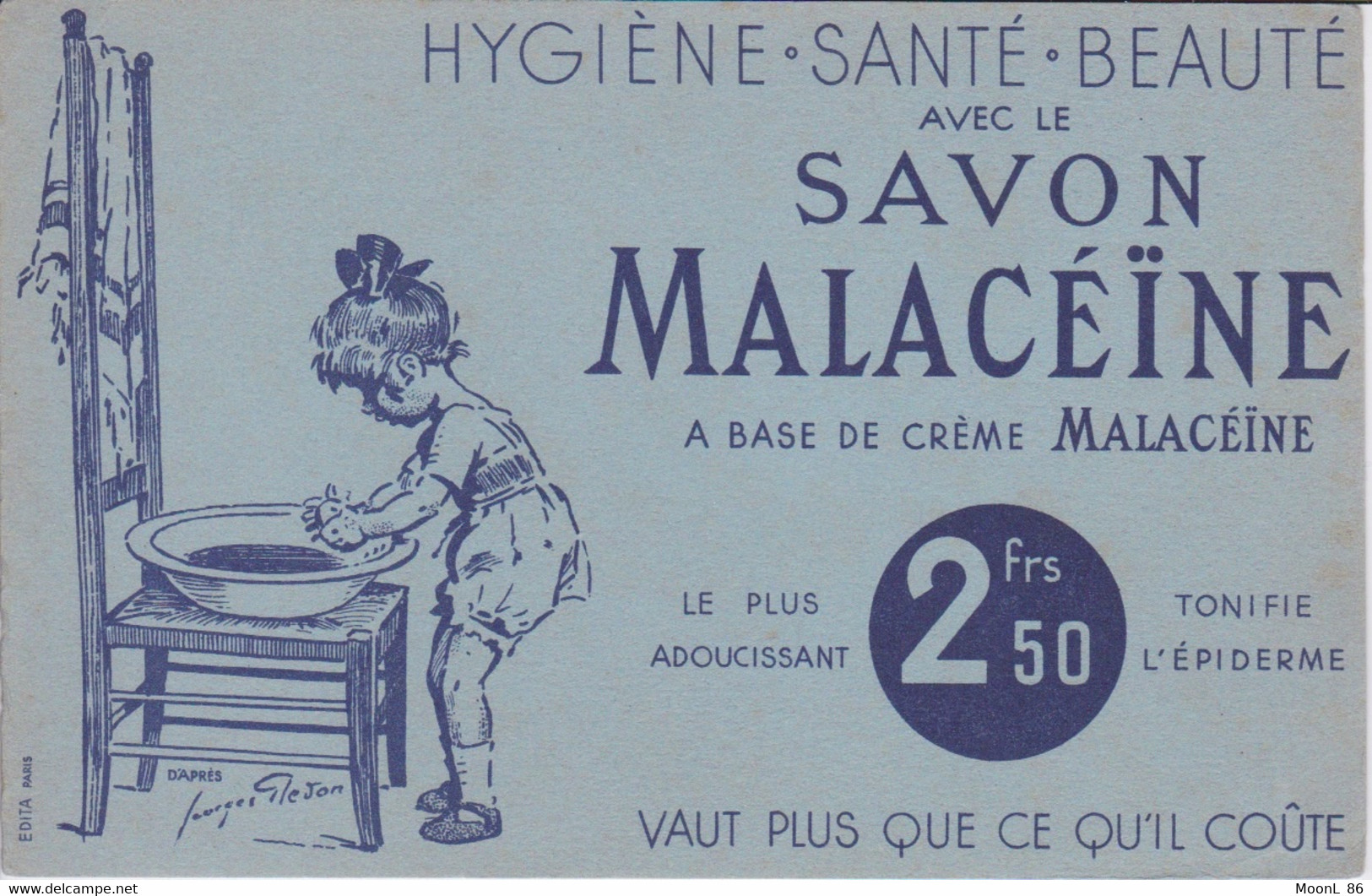 BUVARD - HYGIENNE SANTE BEAUTE - SAVON MALACEINE - DESSIN JEUNE FILLE TOILETTE DES MAINS - Perfume & Beauty