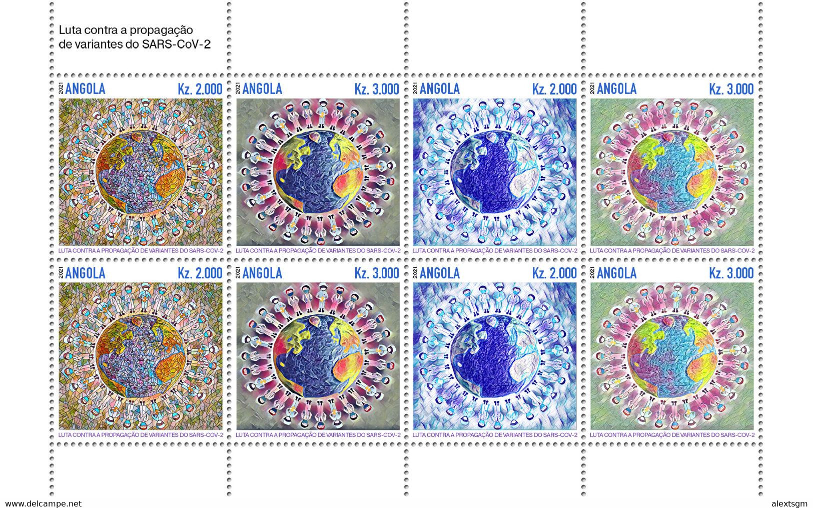 ANGOLA 2021 - COVID-19 Variants M/S. Official Issue [ANG210104c] - Maladies