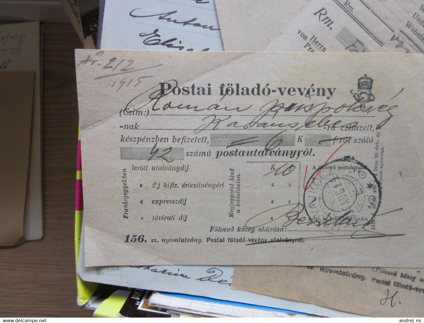 Postai Folado Veveny Temesvakocz 1915 - Banat-Bacska