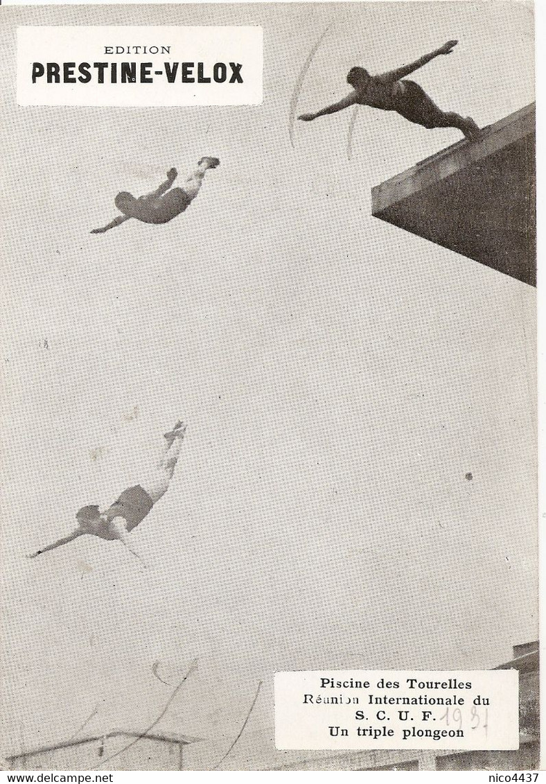 Photo Paris 20e Stade Des Tourelles  Reunion Internationale Du S C U B 1931 Un Triple Plongeon - Duiken