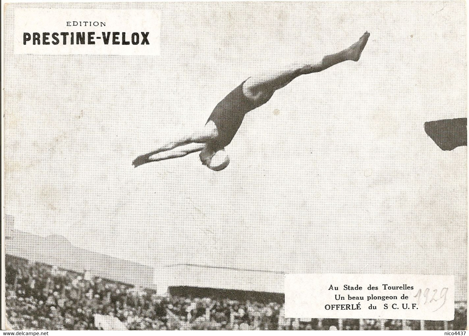 Photo Paris 20e Stade Des Tourelles Un Beau Plongeon Offerlé Du S C U B  1929 - Salto De Trampolin