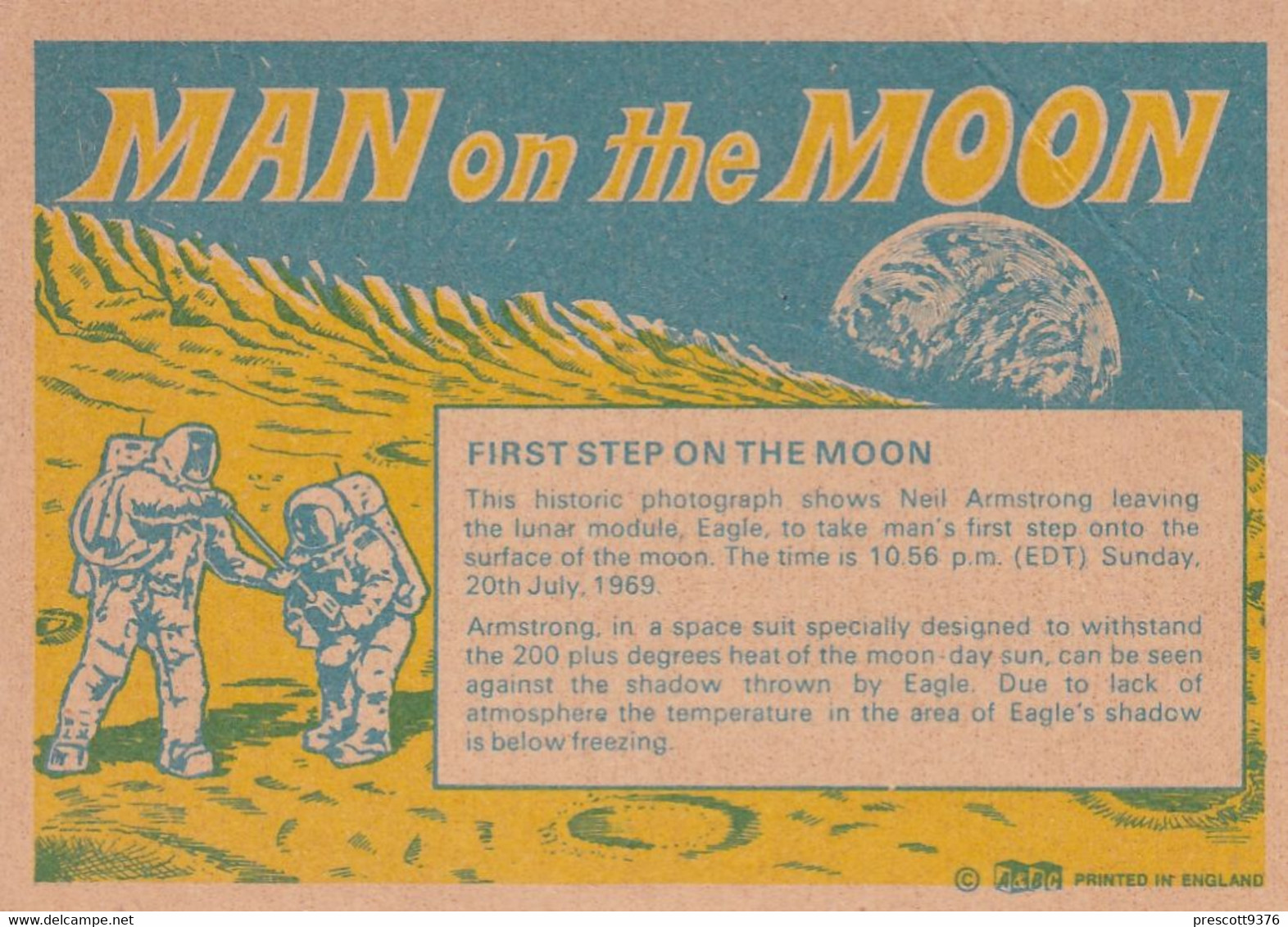 Man On The Moon 1969 -  1st Step On The Moon - A&BC Gum, - Apollo 11 - Space Exploration - Tea & Coffee Manufacturers