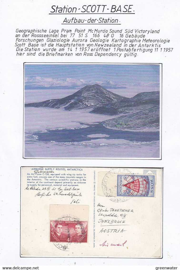 Ross Dependency Scott Base Postcard Ca 1961 + Photo (SC101) - Lettres & Documents