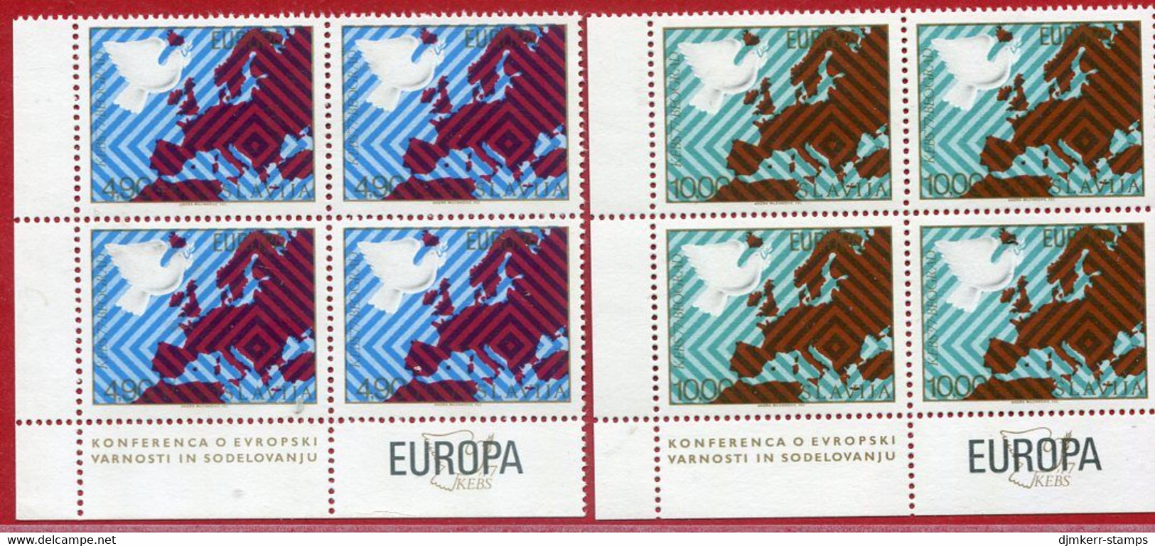 YUGOSLAVIA 1977 European Security Conference Blocks Of 4 MNH / **.  Michel 1692-93 - Nuevos
