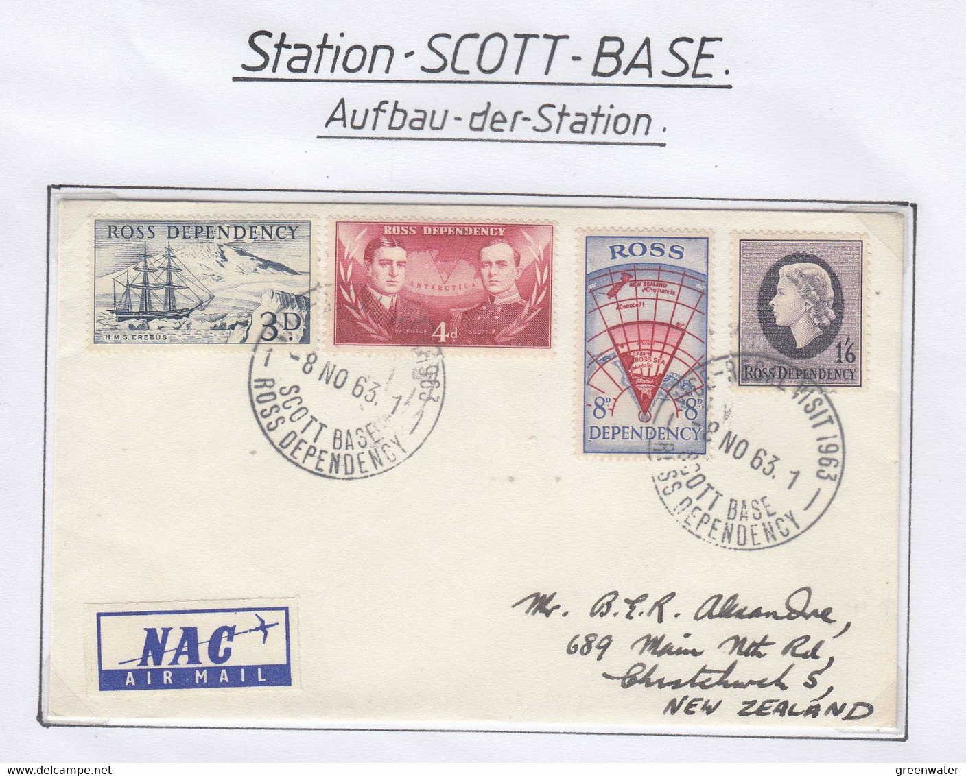 Ross Dependency 1963 Cover Scott Base Ca 8 NOV 63 (SC101A) - Other & Unclassified