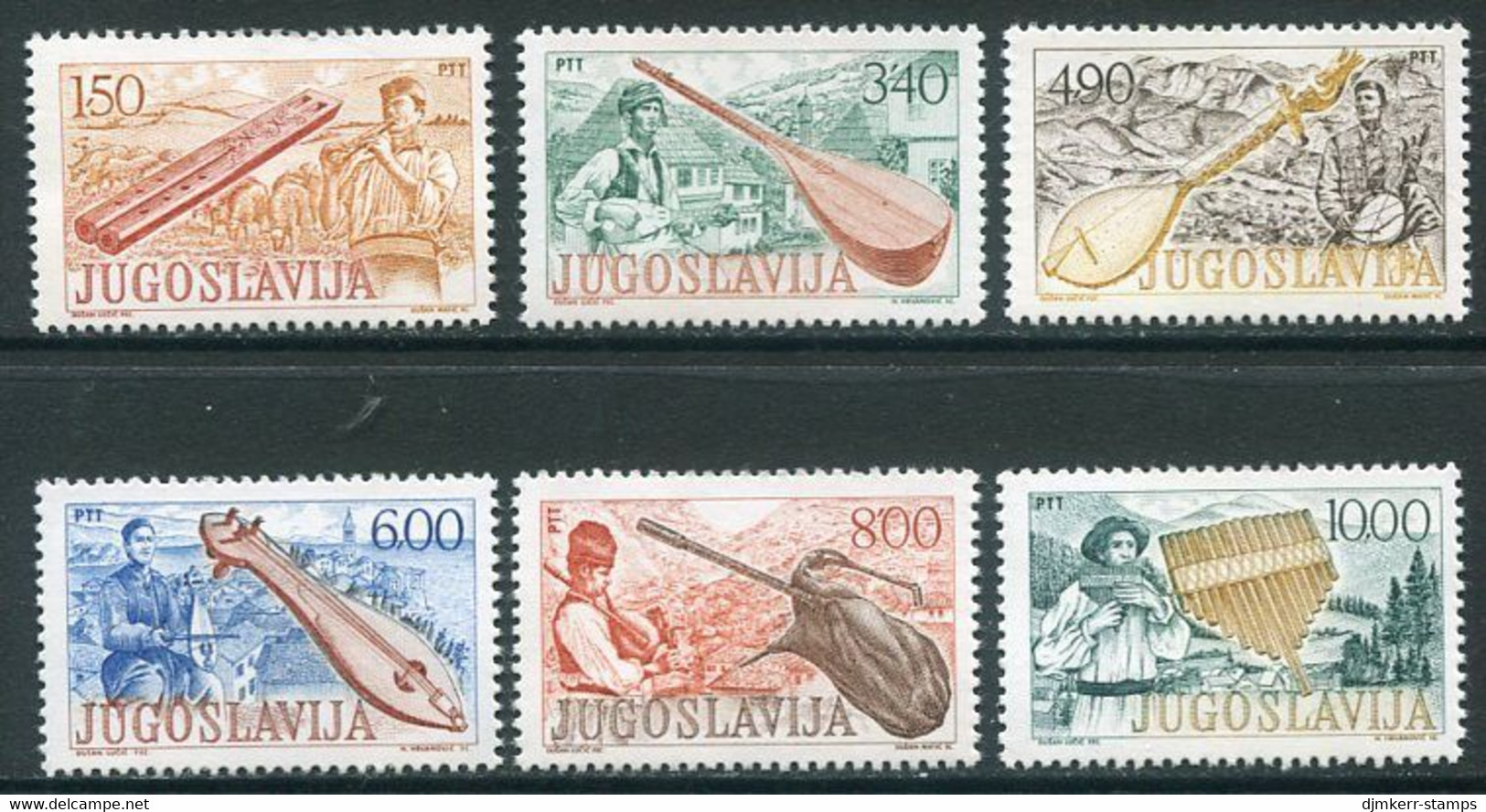 YUGOSLAVIA 1977 Tradiitional Musical Instruments  MNH / **.  Michel 1702-07 - Nuevos