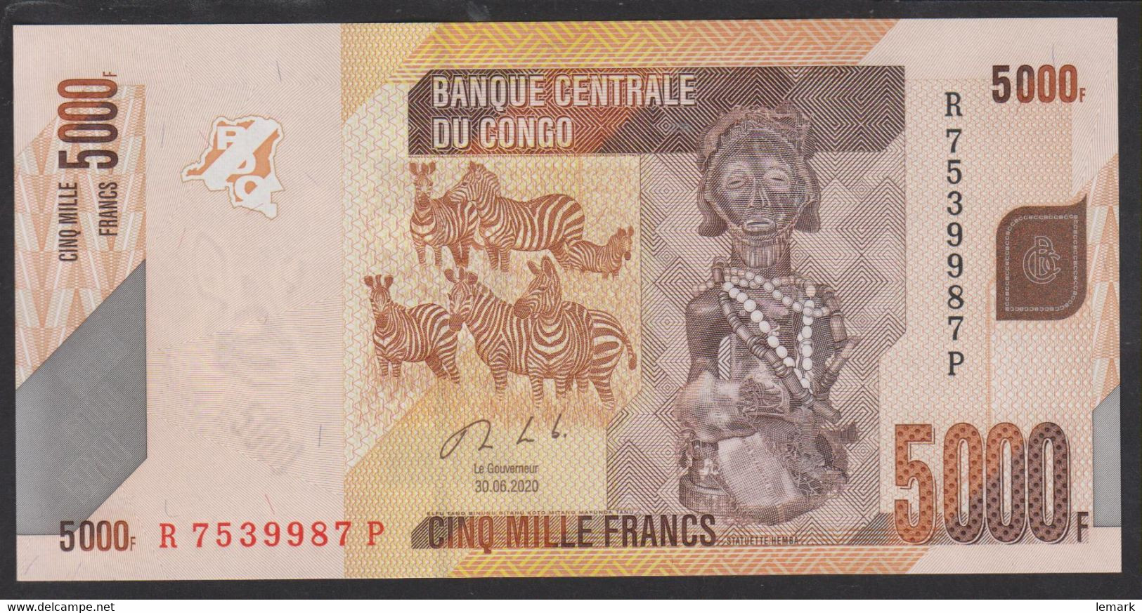 Congo Democratic Republic 5000 Franc 2020 P102c UNC - República Democrática Del Congo & Zaire