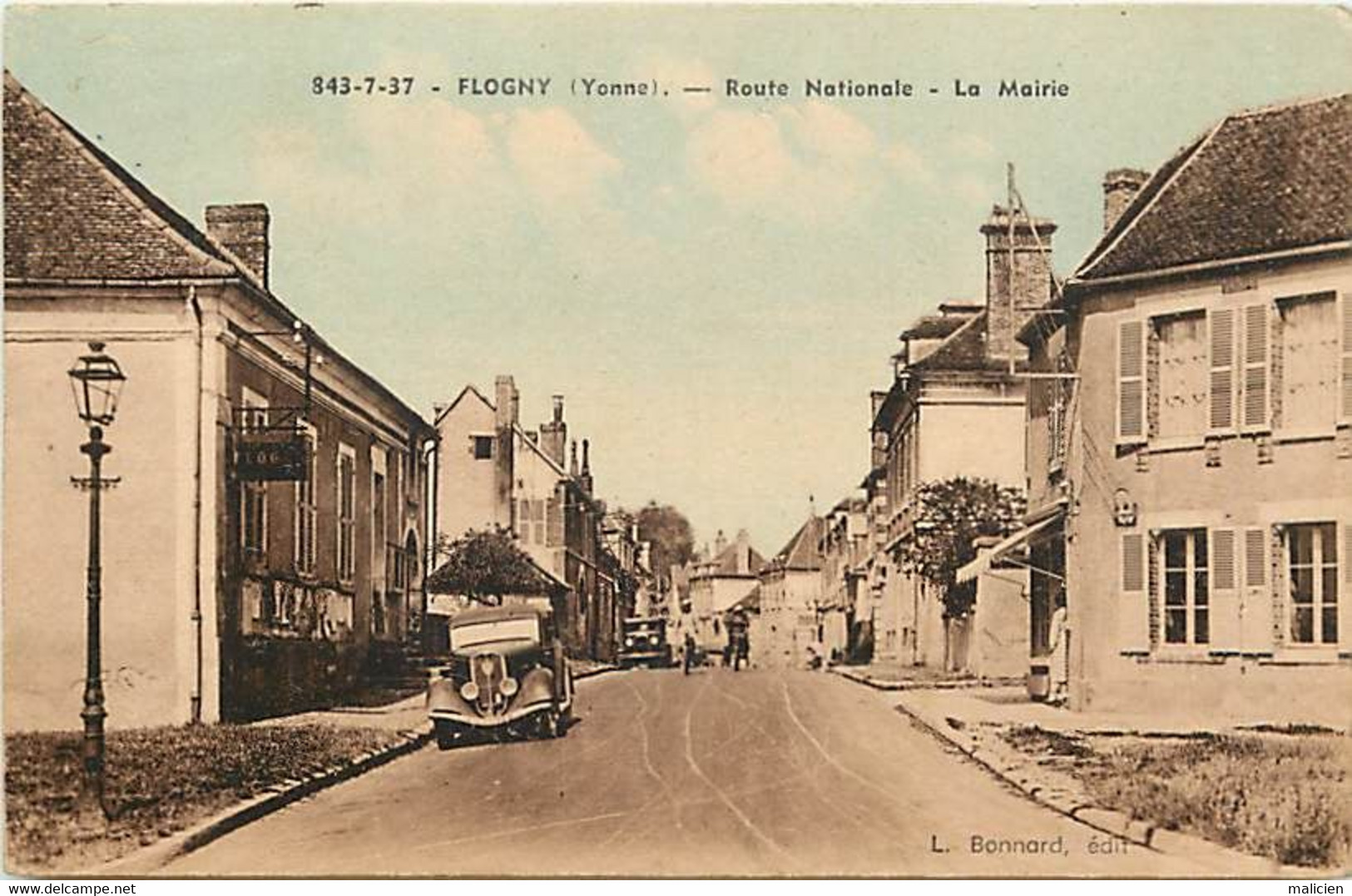 - Yonne -ref-A554- Flogny La Chapelle - Route Nationale - La Mairie - Voiture - Automobile - - Flogny La Chapelle