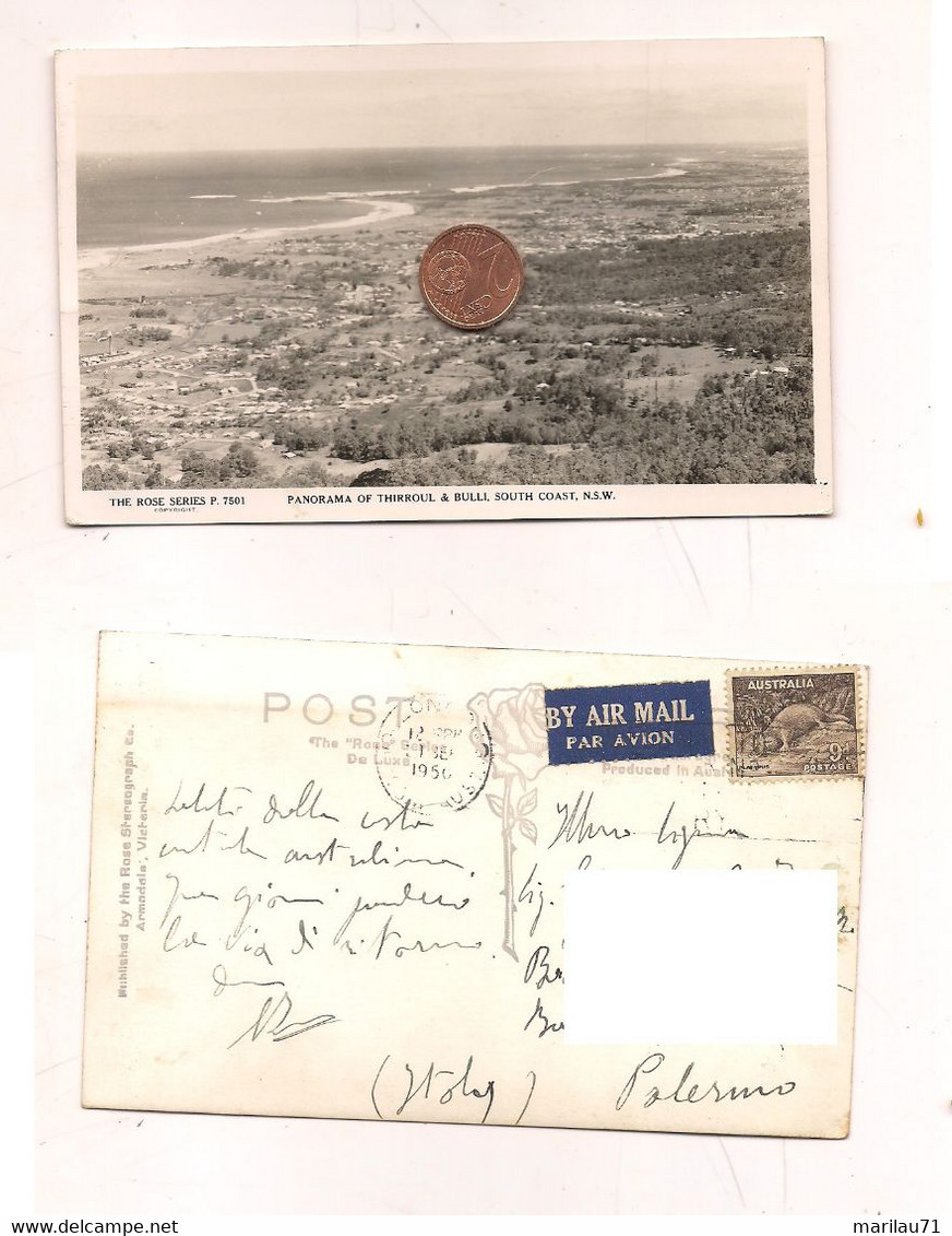 P2389 AUSTRALIA THIRROUL BULLI Stamp 1950 Viaggiata AIR MAIL - Sonstige & Ohne Zuordnung