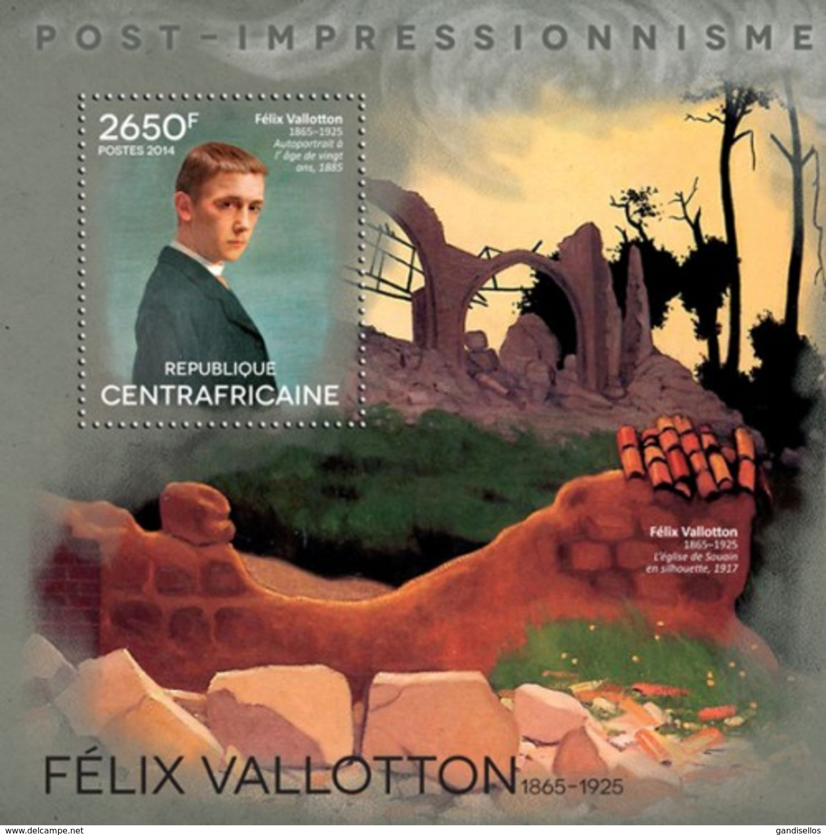 CENTRAFRICAINE 2014 SHEET VALLOTTON ART PAINTINGS Ca14413b - Zentralafrik. Republik